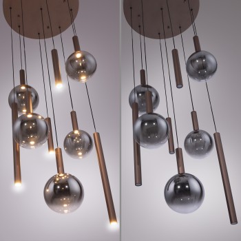 Pendul LED BOWL maro Zuma Line 2287-23, D63 cm, 7W