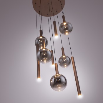 Pendul LED BOWL maro Zuma Line 2287-23, D63 cm, 7W