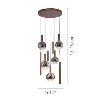 Pendul LED BOWL maro Zuma Line 2287-23, D63 cm, 7W