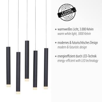 Pendul LED BRUNO negru Zuma Line 15206-18, 120x30 cm, 52W