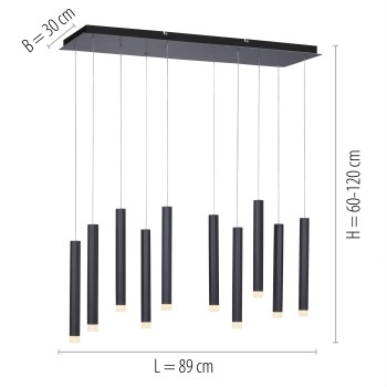 Pendul LED BRUNO negru Zuma Line 15206-18, 120x30 cm, 52W