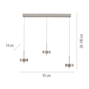 Pendul LED Q-ROTATE aluminiu Zuma Line 2248-95, 95x14 cm, 9W