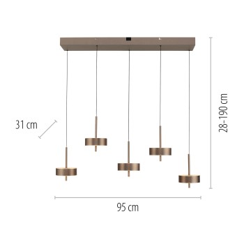 Pendul LED Q-ROTATE maro metalic inchis Zuma Line 2249-34, 95x31 cm, 9W