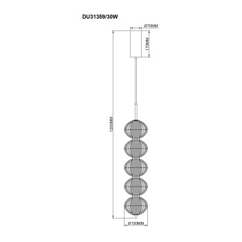 Pendul LED GALATEA auriu Zuma Line DU31359/30W, D15 cm, 30W