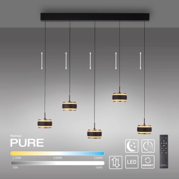 Pendul LED PURE FALLING RINGS negru Zuma Line 2504-18, 101x13 cm, 8W