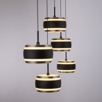 Pendul LED PURE FALLING RINGS negru Zuma Line 2504-18, 101x13 cm, 8W