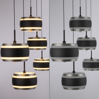 Pendul LED PURE FALLING RINGS negru Zuma Line 2504-18, 101x13 cm, 8W