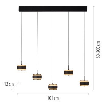 Pendul LED PURE FALLING RINGS negru Zuma Line 2504-18, 101x13 cm, 8W