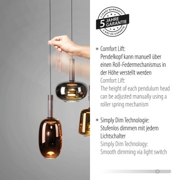 Pendul LED IRIDES multicolor Zuma Line 2681-70, 90x42 cm, 9W