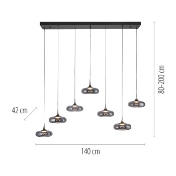 Pendul LED POSH gri Zuma Line 15695-15, 140x42 cm, 6.3W