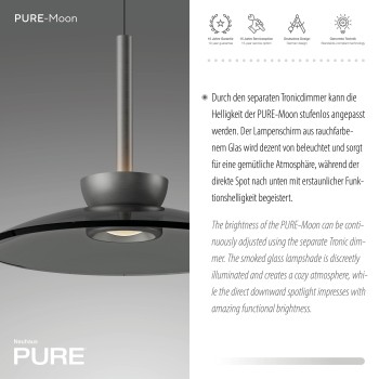 Pendul LED PURE MOON gri Zuma Line 2191-15, D32 cm, 15.7W