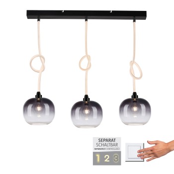 Pendul LUMA negru Zuma Line 2411-18, 100x30 cm, 3xE27