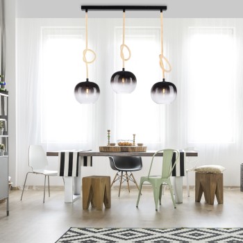 Pendul LUMA negru Zuma Line 2411-18, 100x30 cm, 3xE27