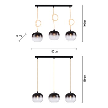 Pendul LUMA negru Zuma Line 2411-18, 100x30 cm, 3xE27