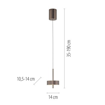 Pendul LED Q-ROTATE maro metalic inchis Zuma Line 2247-34, D14 cm, 9W