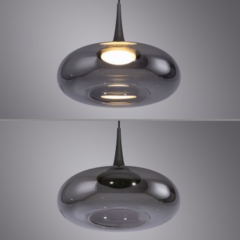 Pendul LED POSH gri Zuma Line 15692-15, D22 cm, 7.4W