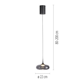 Pendul LED POSH gri Zuma Line 15692-15, D22 cm, 7.4W