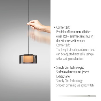 Pendul LED RIKA negru Zuma Line 2113-18, 71x15 cm, 20W