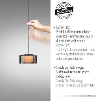 Pendul LED RIKA negru Zuma Line 2113-18, 71x15 cm, 20W