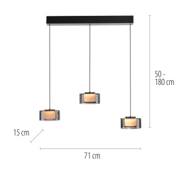 Pendul LED RIKA negru Zuma Line 2113-18, 71x15 cm, 20W
