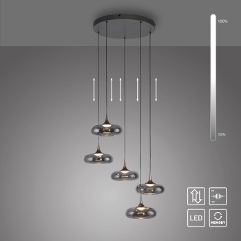 Pendul LED POSH gri Zuma Line 15694-15, D62 cm, 6.3W