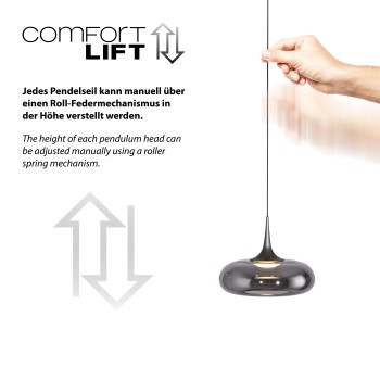 Pendul LED POSH gri Zuma Line 15694-15, D62 cm, 6.3W
