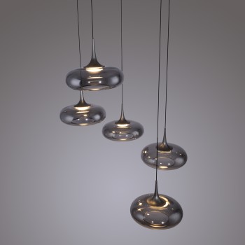 Pendul LED POSH gri Zuma Line 15694-15, D62 cm, 6.3W