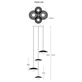 Pendul NICOSIA auriu Zuma Line P0600-04E-F7AA, D57 cm, 4xG9