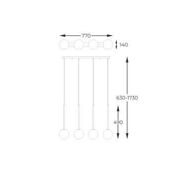 Pendul ARCTURUS negru mat Zuma Line P0574-04D-SDFZ, 77x14 cm, 4xG9