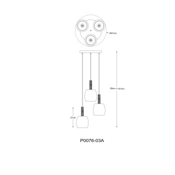 Pendul CALVO negru mat Zuma Line P0076-03A-P7AA, D41 cm, 3xG9