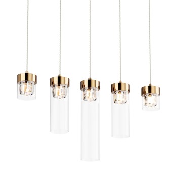 Pendul GEM auriu Zuma Line P0389-05E-F7AC, 91x11 cm, 5xG9