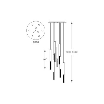 Pendul LED ONE auriu francez Zuma Line P0461-09L-B5F7, D42 cm, 5W
