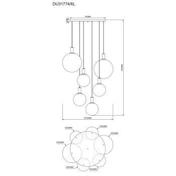 Pendul NUA negru mat Zuma Line DU31774/6L, D75 cm, 6xE27