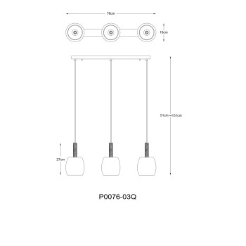 Pendul CALVO negru mat Zuma Line P0076-03Q-P7AA, 76x16 cm, 3xG9
