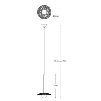 Pendul NICOSIA auriu Zuma Line P0600-01C-F7AA, D22 cm, 1xG9