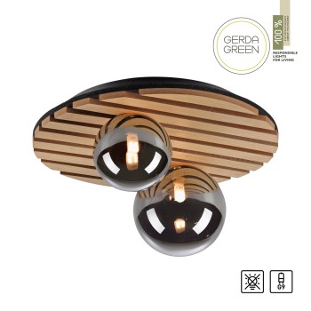 Plafoniera GREEN STIKA lemn Zuma Line 15208-79, 19x38.6 cm, 2xG9