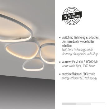 Plafoniera LED PEBBLES alb Zuma Line 14045-16, 116.5x56.5 cm, 42W