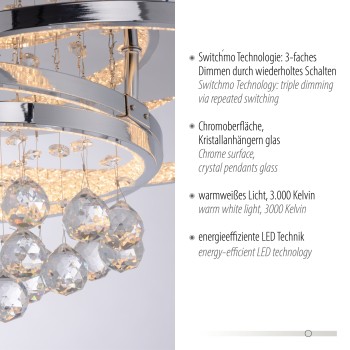 Plafoniera LED ROTAZO crom Zuma Line 6267-17, 45x33 cm, 37W