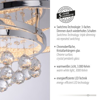 Plafoniera LED ROTAZO crom Zuma Line 6267-17, 45x33 cm, 37W