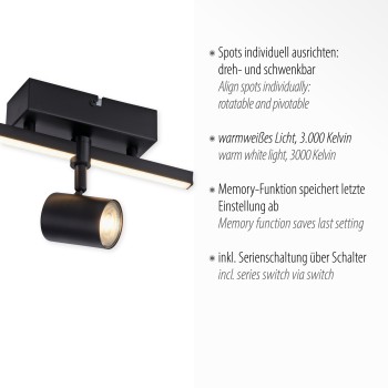 Plafoniera BARIK negru Zuma Line 6523-18, 25.5x14 cm, 2xGU10