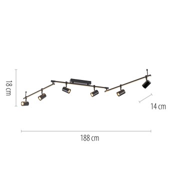Plafoniera BARIK negru Zuma Line 6526-18, 188x120 cm, 7xGU10
