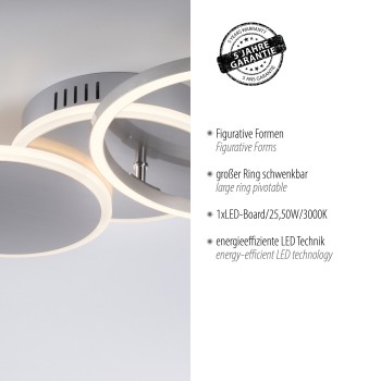 Plafoniera LED SEVENT argintiu Zuma Line 14116-55, 8.2x33.4 cm, 29W