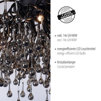 Plafoniera ICICLE negru Zuma Line 8092-18, D100 cm, 14xG9