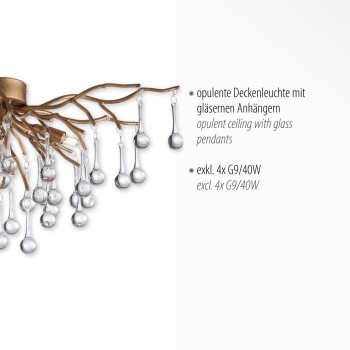 Plafoniera ICICLE alama antichizata Zuma Line 8090-11, 60x30 cm, 4xG9
