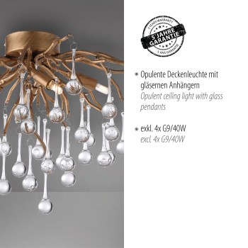 Plafoniera ICICLE alama antichizata Zuma Line 8090-11, 60x30 cm, 4xG9