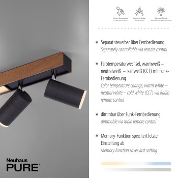 Plafoniera LED PURE-LINES lemn natur Zuma Line 6121-79, 120x19 cm, 25W