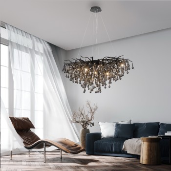 Plafoniera ICICLE negru Zuma Line 2192-18, 100x50 cm, 10xG9