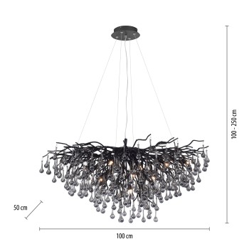 Plafoniera ICICLE negru Zuma Line 2192-18, 100x50 cm, 10xG9