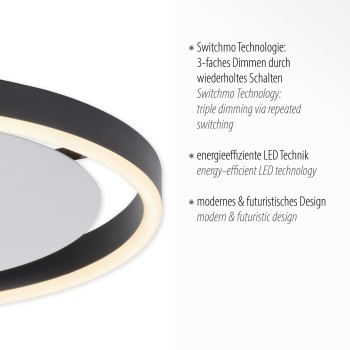 Plafoniera LED RITUS antracit Zuma Line 15391-13, D39.3 cm, 20W