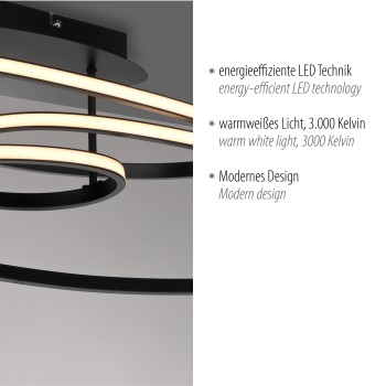 Plafoniera LED LUMACA negru Zuma Line 15321-18, 22.5x30.5 cm, 35W